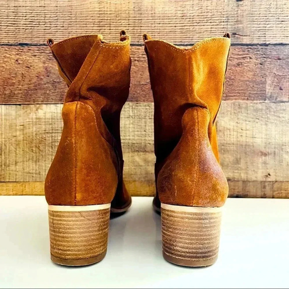 Sundance Catalog Leann Suede Cognac Ankle Booties - Picture 5 of 9